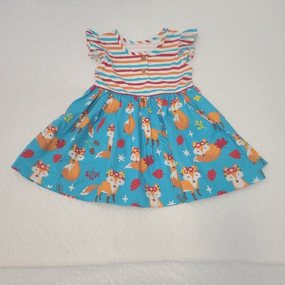 Eleanor Rose Falling leaves girls fall colors fox dress Size 7-8 - Picture 1 of 4